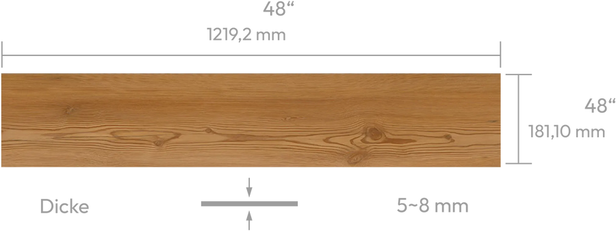 Honey Oak — Panel mit Abmessungen