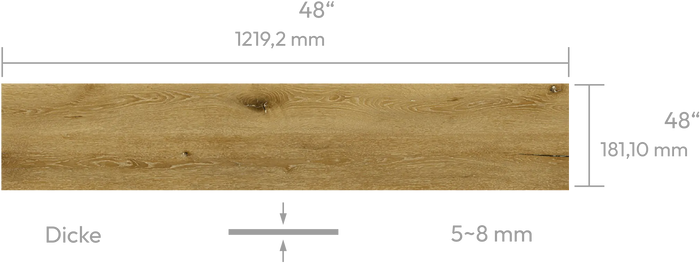 Denver Oak — Panel mit Abmessungen