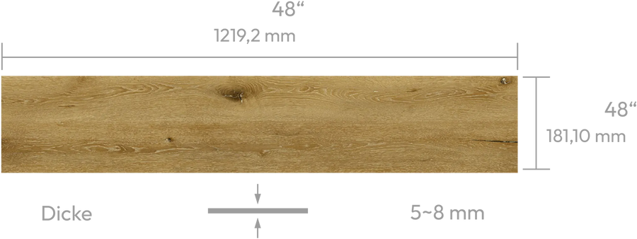Denver Oak — Panel mit Abmessungen