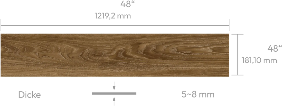 Dynasty Dark Oak — Panel mit Abmessungen