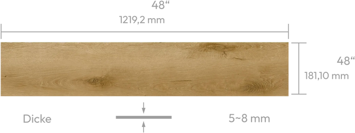 Vermont Maple — Panel mit Abmessungen