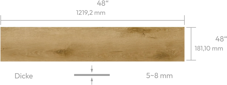 Vermont Maple — Panel mit Abmessungen