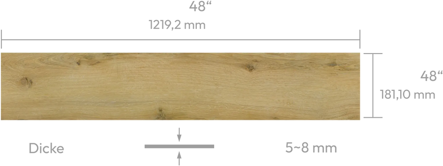 Pittsburgh Oak — Panel mit Abmessungen