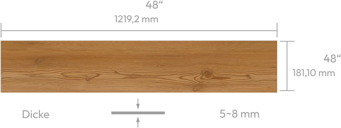 Honey Oak — Panel mit Abmessungen